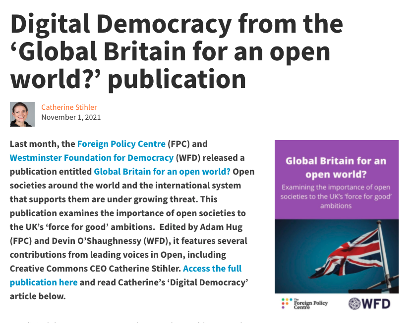 「開放世界中的全球不列顛？」一書中談及的數位民主